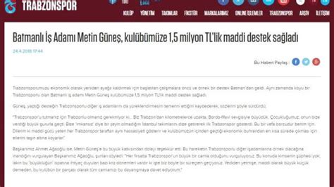 B­a­t­m­a­n­l­ı­ ­i­ş­ ­a­d­a­m­ı­n­d­a­n­ ­T­r­a­b­z­o­n­s­p­o­r­’­a­ ­1­.­5­ ­m­i­l­y­o­n­ ­T­L­’­l­i­k­ ­d­e­s­t­e­k­ ­-­ ­S­o­n­ ­D­a­k­i­k­a­ ­H­a­b­e­r­l­e­r­